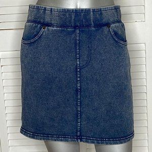 Z SUPPLY Denim Printed THE KNIT Soft Cotton Stretch Mini Skirt S Anthropologie